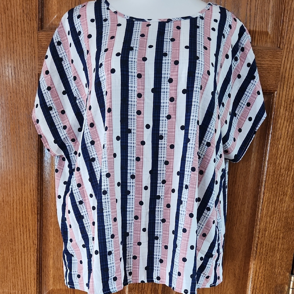 Chic Women's Polka Dot and Stripe Blouse